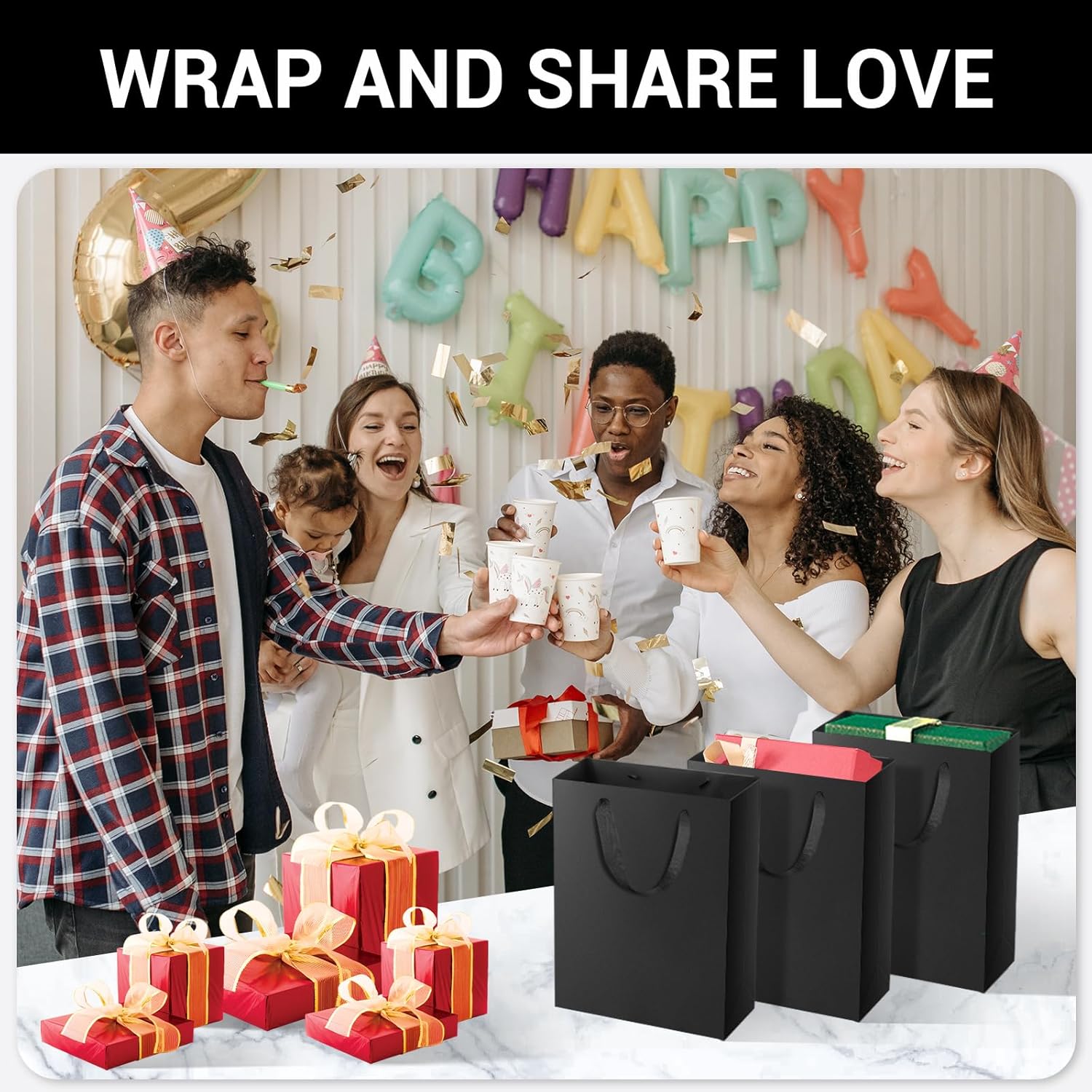 Bolsas de Papel Negro 30 PCS Bolsas de Papel Negro 30 PCS